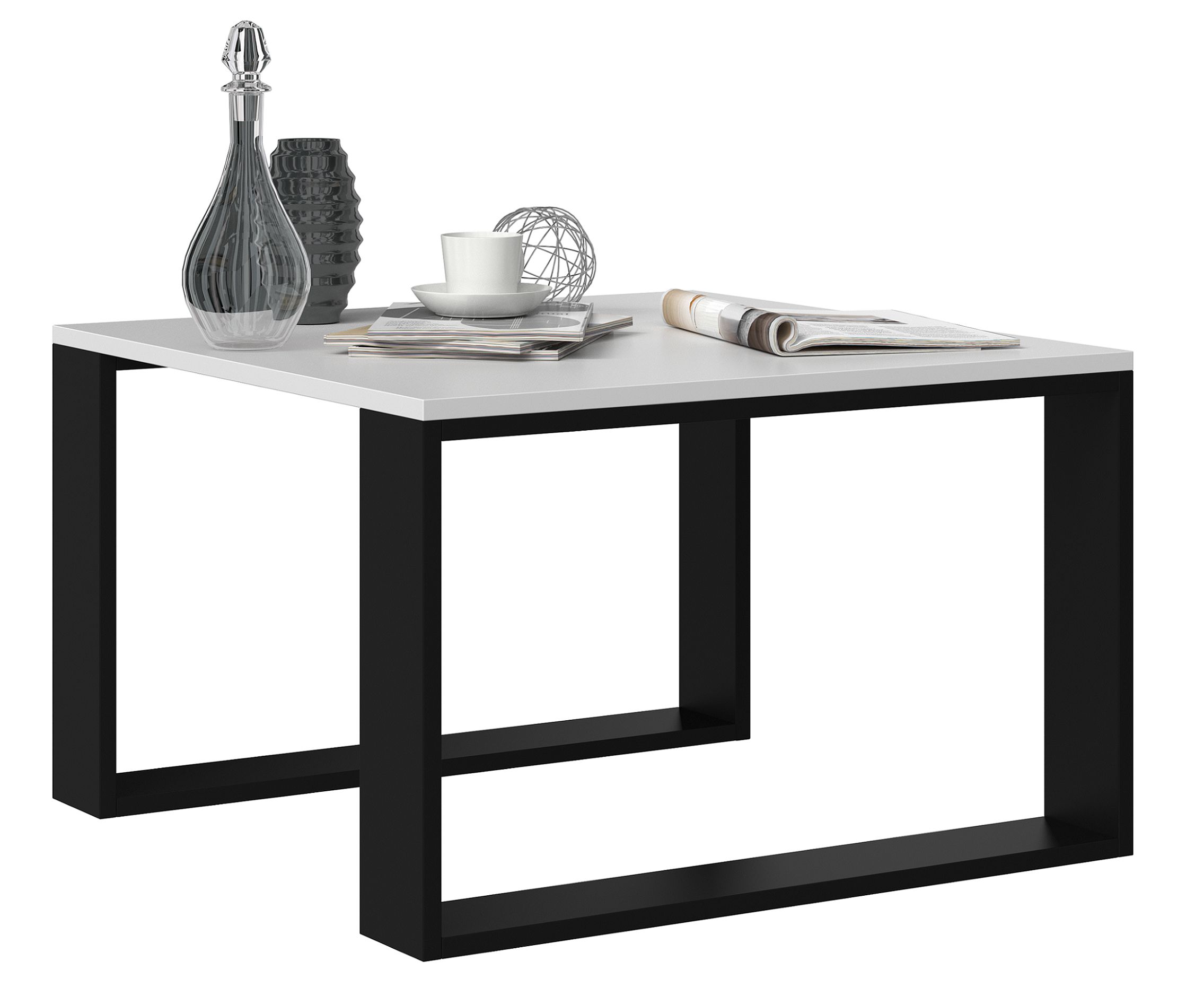 STOLIK KAWOWY ŁAWA LOFT MODERN MINI BIEL CZERŃ
