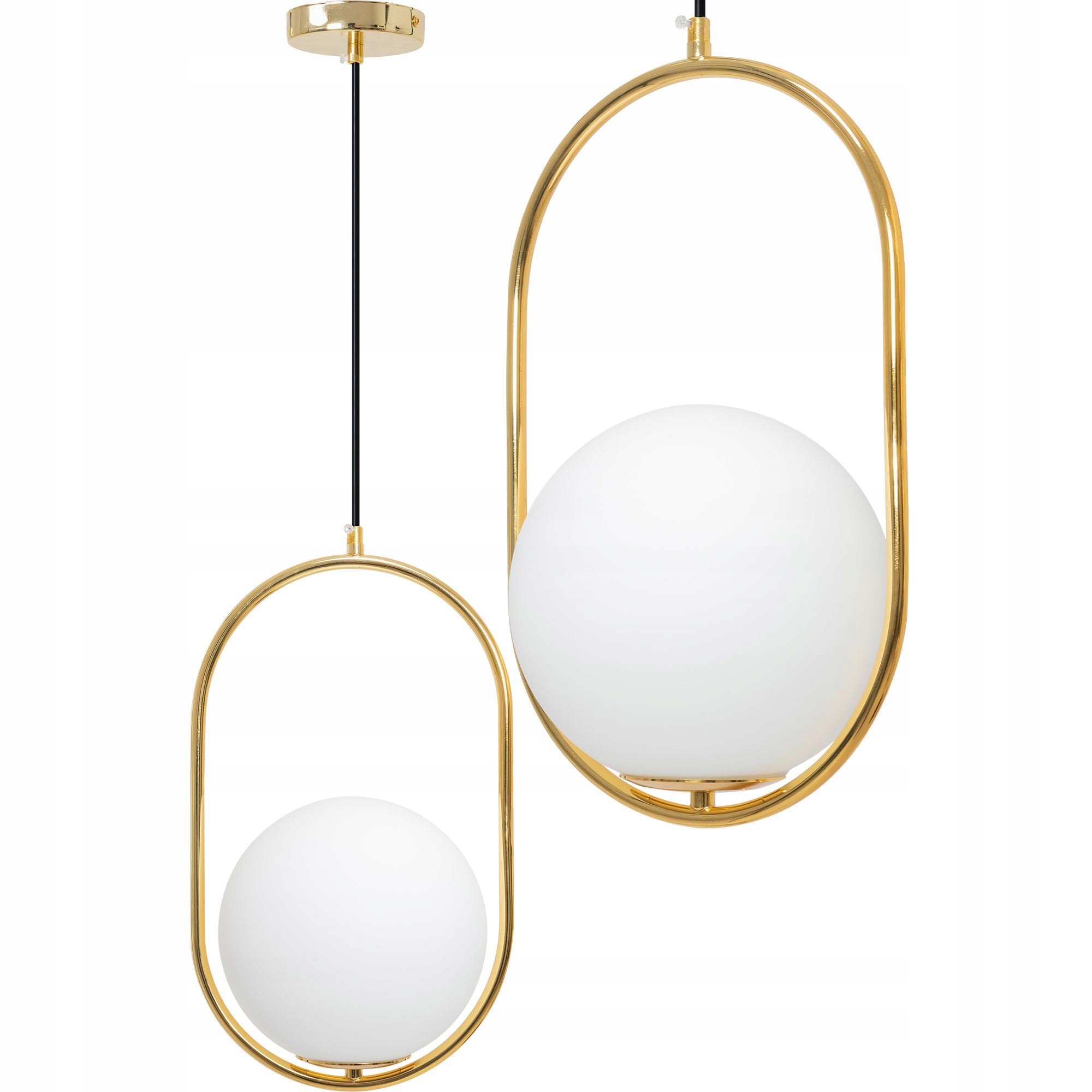 LAMPA SUFITOWA WISZĄCA BIAŁA KULA MLECZNA GOLD E27