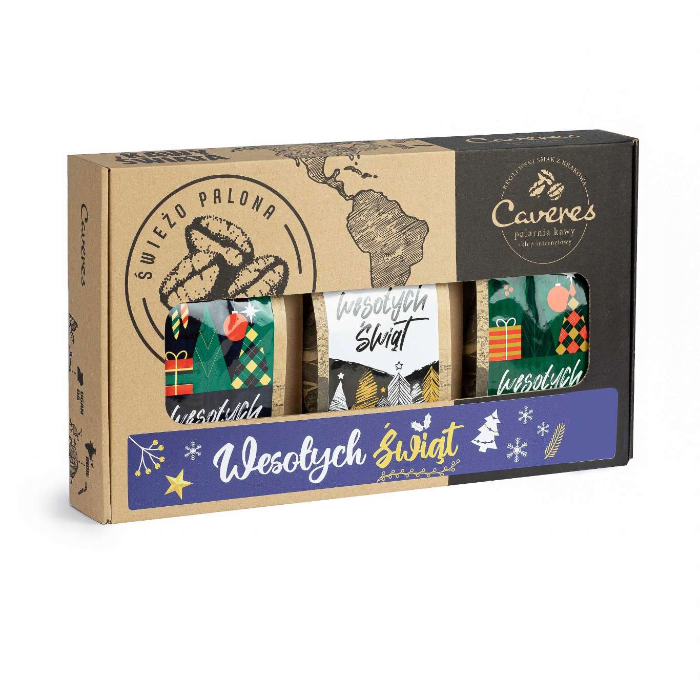 Zestaw Świąteczny Caveres: Wesołych Świąt – Brazylia 50/50 3x250g mielona
