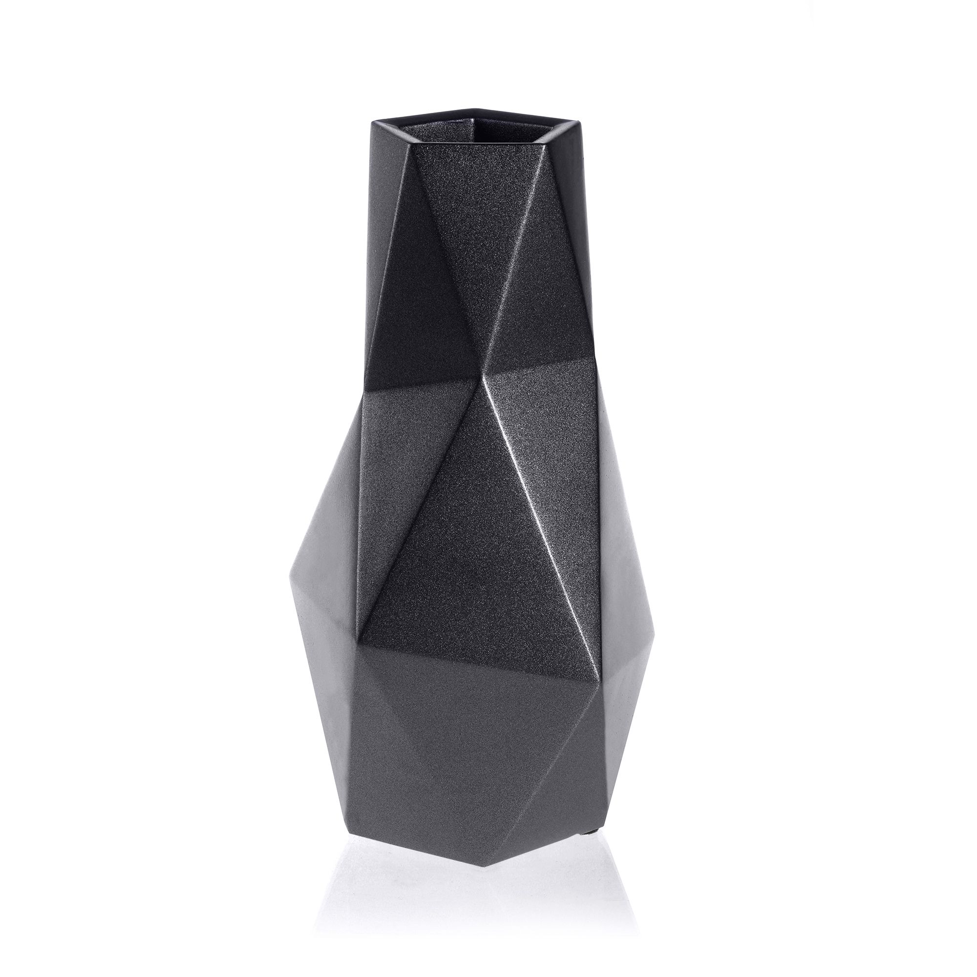 Wazon Low-Poly Black Metallic Poli
