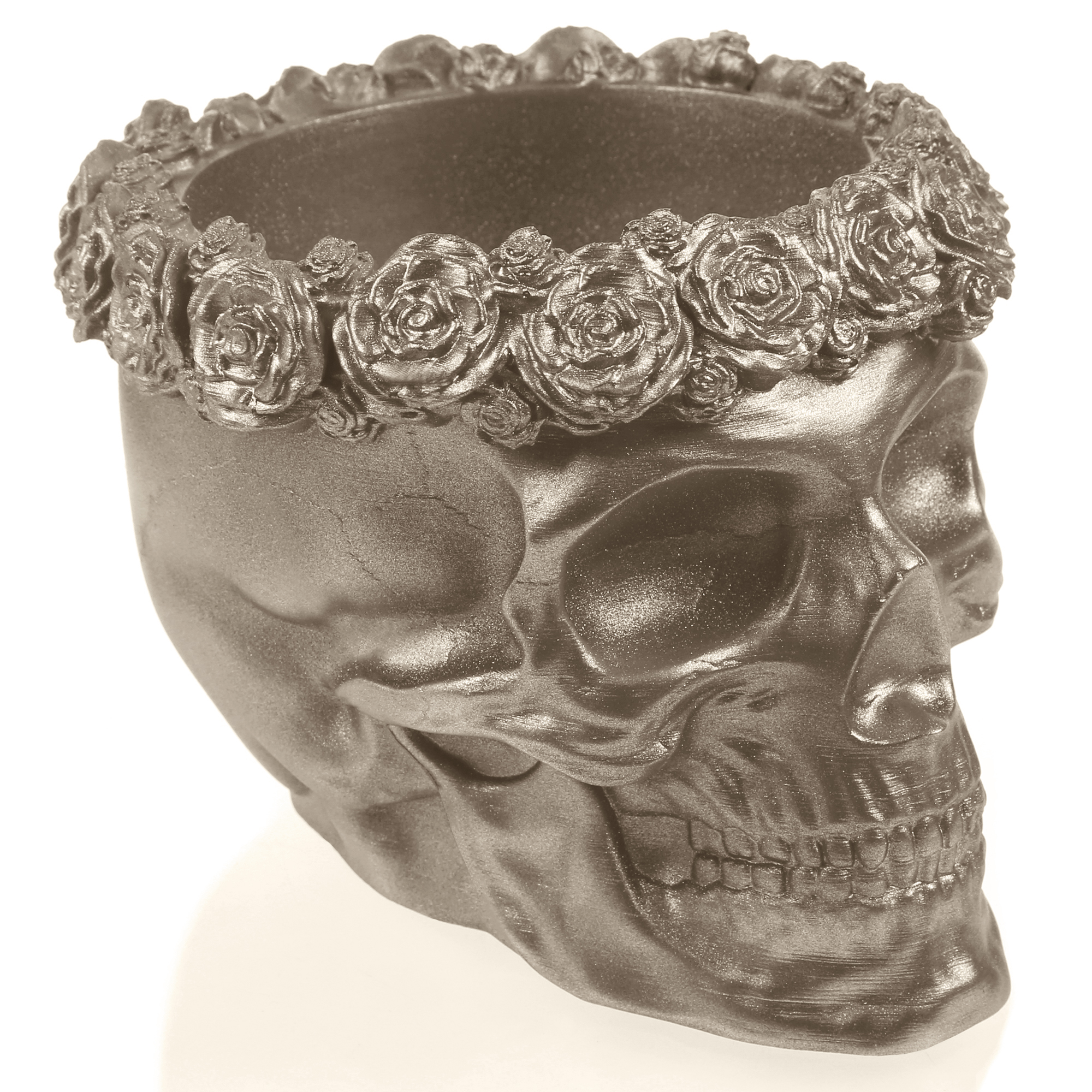 Donica Skull Flowers Brass Poli  9 cm