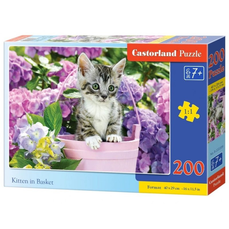 Puzzle 200 elementów kitten in basket