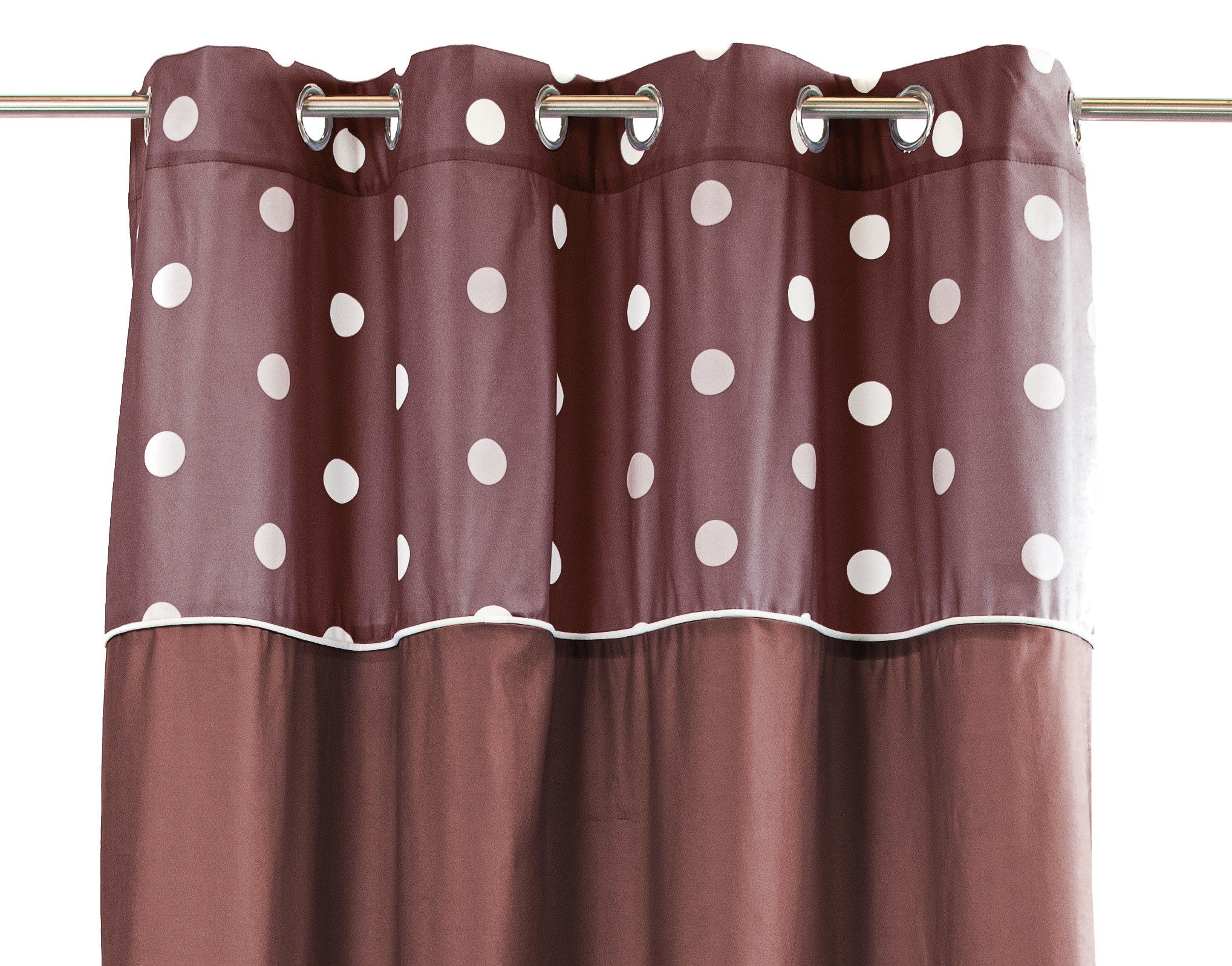 Zasłona welwetowa CHIC DOTS 140x270 na przelotkach różowa