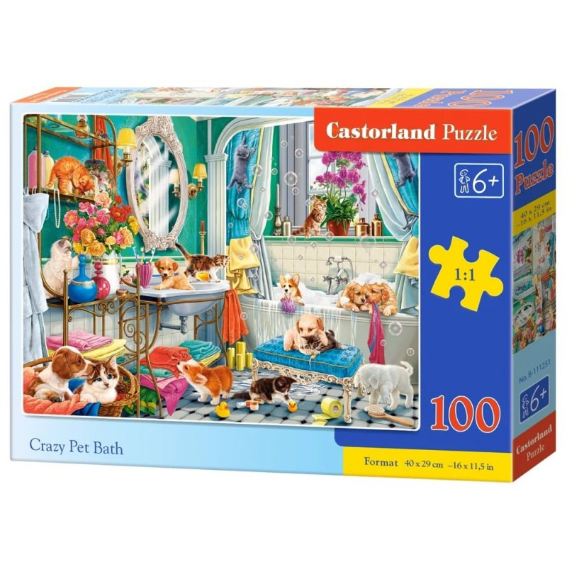 Puzzle 100 elementów crazy pet bath