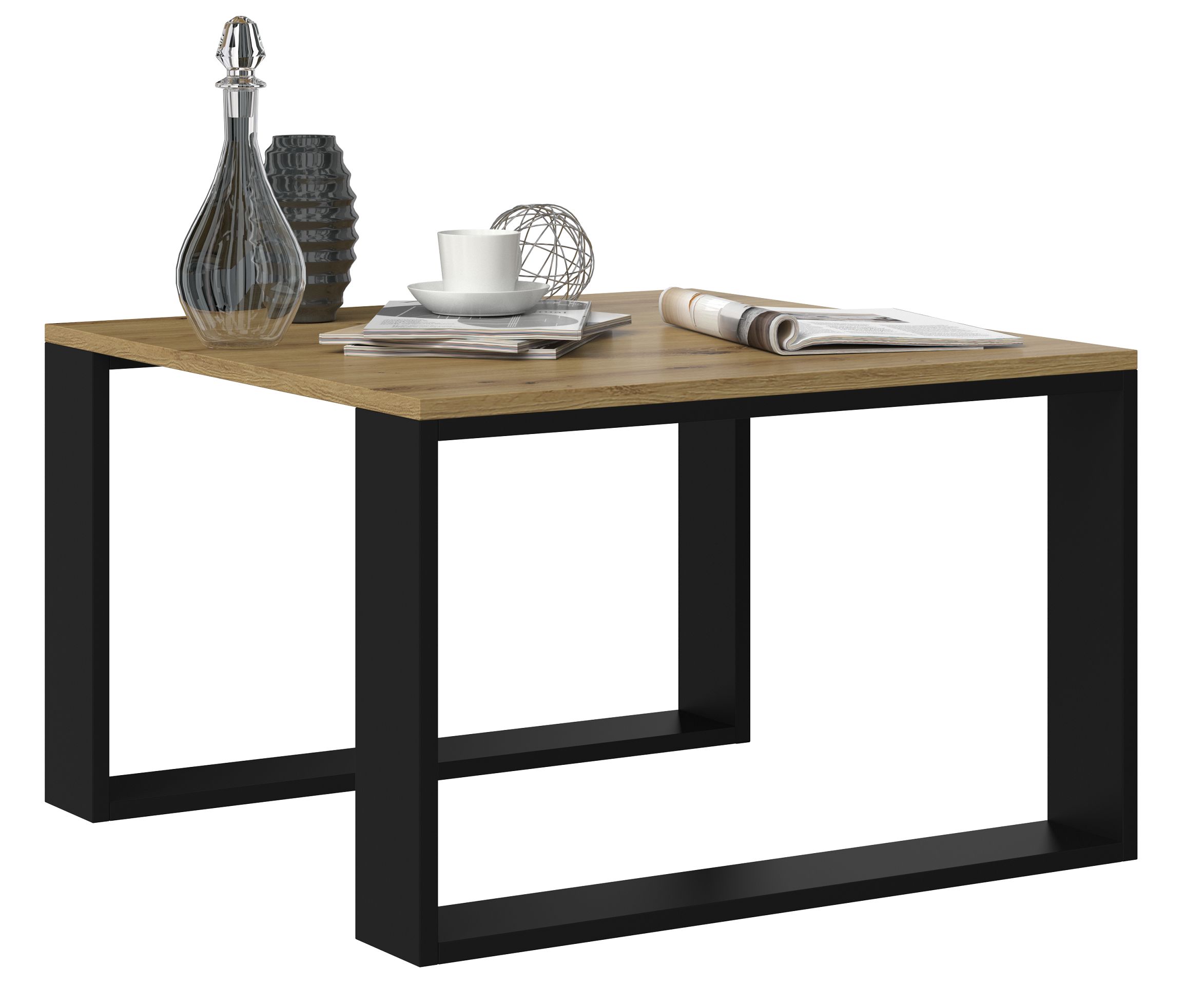 STOLIK KAWOWY ŁAWA LOFT MODERN MINI DĄB ARTISAN CZERŃ