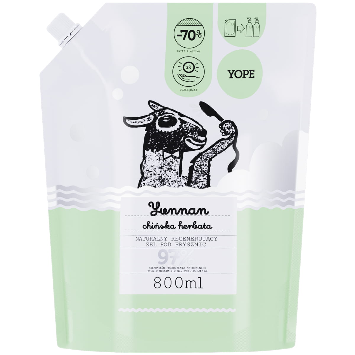 YOPE żel pod prysznic 800ml Refill Yunnan