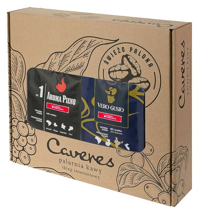 Zestaw Caveres: Aroma Pieno, Vero Gusto, kawa mielona 2x250g