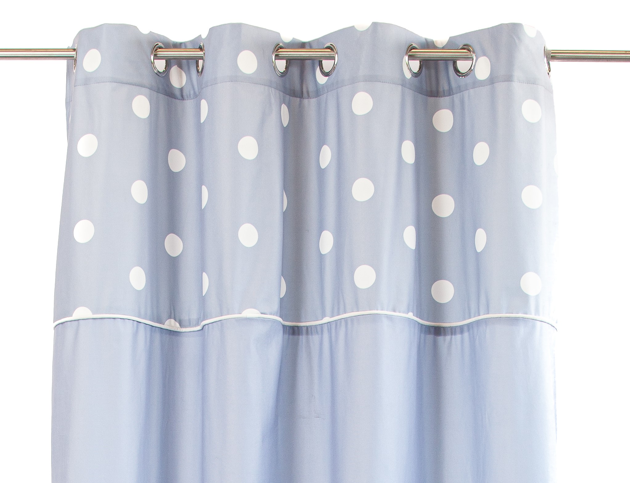 Zasłona welwetowa CHIC DOTS 140x270 na przelotkach błękitna